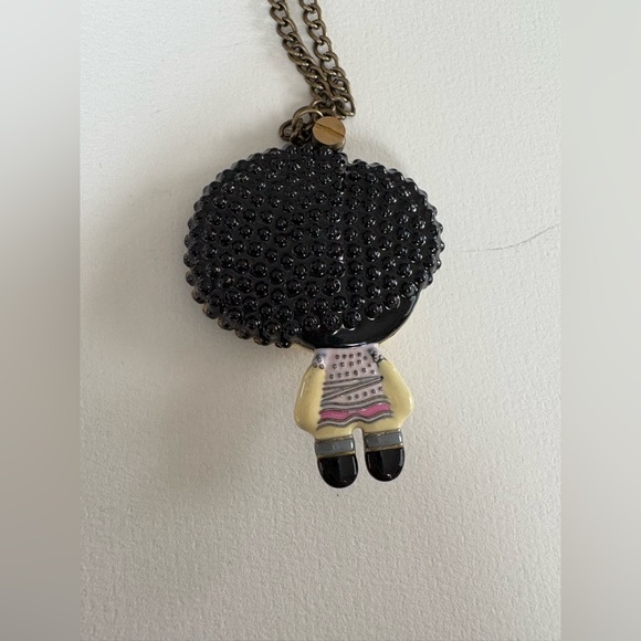 RARE Harajuku Lovers Bronze Gwen Stefani Baby Mirror Pendant Necklace NWT - Picture 7 of 10